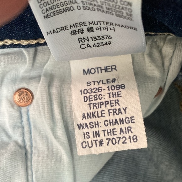 MOTHER THE TRIPPER ANKLE FRAY IN CHANGE IS IN THE AIR HI RISE BUTTON FLY BOOTCUT - Picture 14 of 15